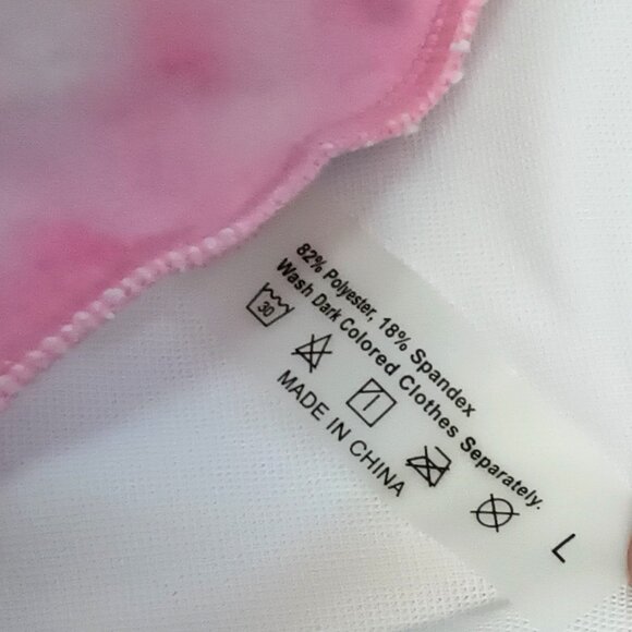 NWOT~ SHEIN White, Pink & Blue Tie Dye Print Halter Tie Bikini Set (Size: Large) - Picture 10 of 10